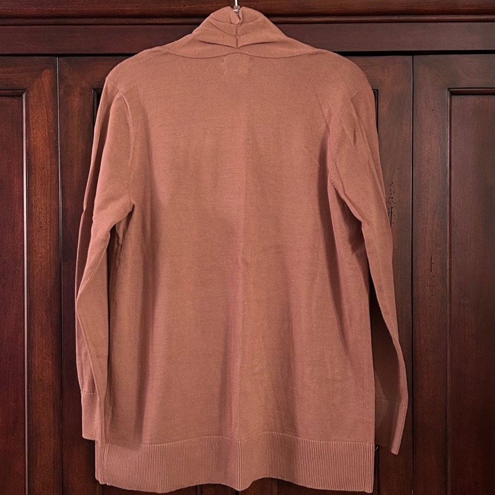 Lands End Womens Cardigan Sweater Size SP Pockets Open Front Camel Tan High Neck - Picture 7 of 10